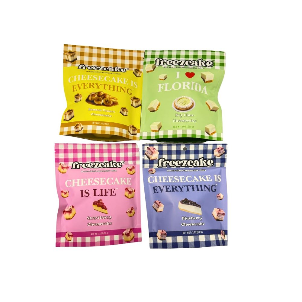 Best Sellers Sampler | Freezcake Ultra-Dried Cheesecake Bites | Blueberry | Key Lime | Banana | Strawberry | Viral Snack Bundle | No Plate No Fork No Mess