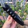 18cm Screw Thread Shape Reiki Healing Stone Natural Black Obsidian Quartz Crystal Massage Wand Stick for Women Body Happy Gift 1pc view 1