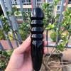 18cm Screw Thread Shape Reiki Healing Stone Natural Black Obsidian Quartz Crystal Massage Wand Stick for Women Body Happy Gift 1pc view 2