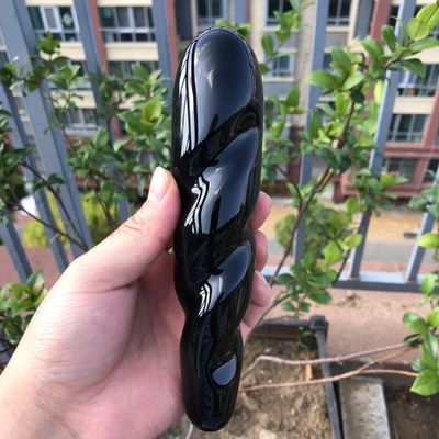 18CM Helix Thread Shape Reiki Healing Stone Natural Black Obsidian Quartz Crystal Massage Wand Stick for Women Body Happy Gift 1pc