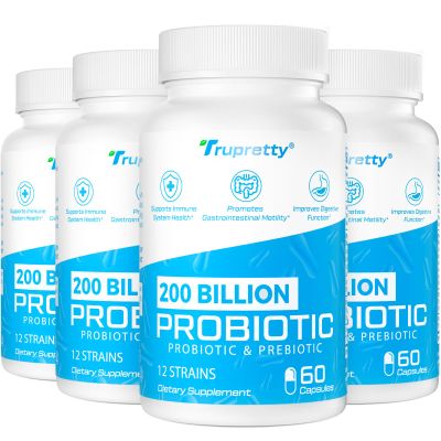 200 Billion Cfus 12 Strains Probiotic, with 3 Organic Prebiotics, Probiotics for Women Men, Daily Supplement for Immune, Gut, Digestive Health, Shelf Stable, Non GMO, 240 Caps (240-Days Supply)