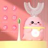 JIANLEJIA Kids Electric Toothbrush U Shaped Toddler Auto Sonic Toothbrushes with 5 Brush Head,Cartoon Dinosaur Ultrasonic Toothbrushes for Children 2-12 Years,360 Full Mouth Cleaning Automatic view 2