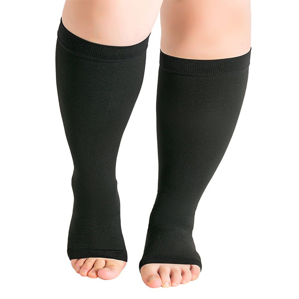 Blaward Wide Calf Compression Sleeves Women & Men, 20-30mmHg Plus Size Leg Support for Shin Splints, Swelling, Travel