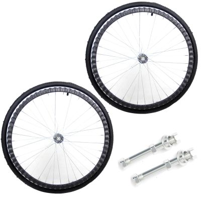 24" Rear Wheel Assembly, 24 x 1 3/8 Replacement Back Wheel for Wheelchair, Non-Slip Rubber Pneumatic Tires, Aluminum Wheel Hubs, Bearing: 12mm