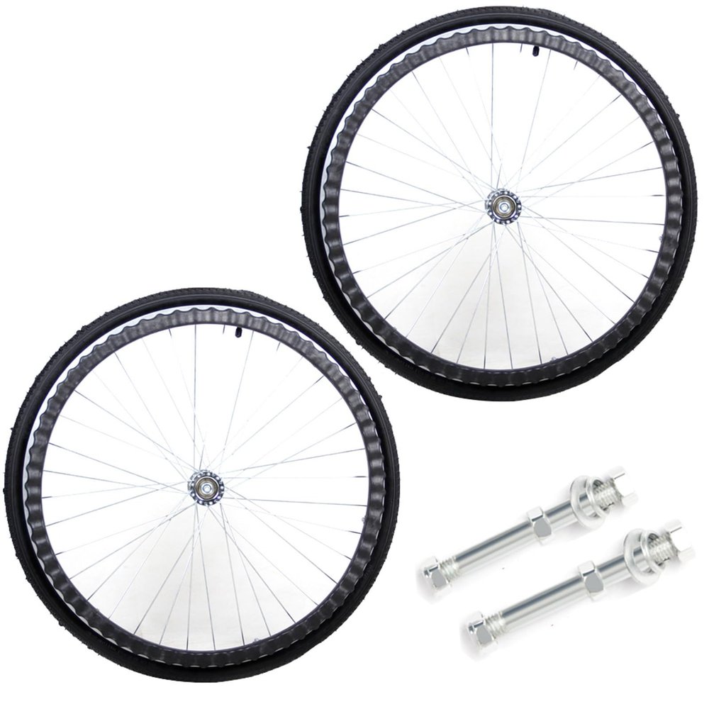 24" Rear Wheel Assembly, 24 x 1 3/8 Replacement Back Wheel for Wheelchair, Non-Slip Rubber Pneumatic Tires, Aluminum Wheel Hubs, Bearing: 12mm