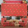 AhfuLife 2 Rolls Christmas Wrapping Paper - 17 Inch  49.2 Feet Per Roll, Recyclable Stars Kraft Red Xmas Wrapping Paper Roll for Kids Christmas Gift Box Birthday Party Decoration view 2