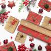 AhfuLife 2 Rolls Christmas Wrapping Paper - 17 Inch  49.2 Feet Per Roll, Recyclable Stars Kraft Red Xmas Wrapping Paper Roll for Kids Christmas Gift Box Birthday Party Decoration view 3
