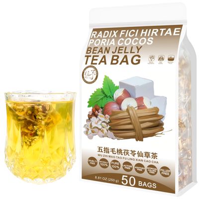 Plant Gift 50 Cups Radix Fici Hirtae Poria Cocos Bean Jelly Tea Bag ( WU ZHI MAO TAO FU LING XIAN CAO CHA) 8.81oz (5g*50bags/250g) Natural Mixed Herbal Combination of Floral Tea