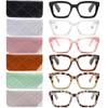 6 Pack Readers for Women Oprah Style Square Reading Glasses with Spring Hinge Blue Light Blocking for Men Ladies 6A +3.5 view 1