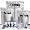 100 Pcs Thick Mylar Bags with Oxygen Absorbers - 3 Sizes (25x1 Gallon, 35x1 Quart, 40x1/2 Pint), Resealable Bags with 100 Oxygen Absorbers for Food Storage & 112 Labels, Sealable Smell Proof view 1