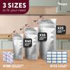 100 Pcs Thick Mylar Bags with Oxygen Absorbers - 3 Sizes (25x1 Gallon, 35x1 Quart, 40x1/2 Pint), Resealable Bags with 100 Oxygen Absorbers for Food Storage & 112 Labels, Sealable Smell Proof view 3