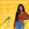 2 PCS Yoni Soap Bars Feminine Wash, 100% Natural Organic Yoni Bar Soap for Women Ph Balance Yoni Wash Eliminates Odor Moisturizing Yoni Care Soap with Foaming Net, Pineapple Handmade Soap 3.53 OZ view 3