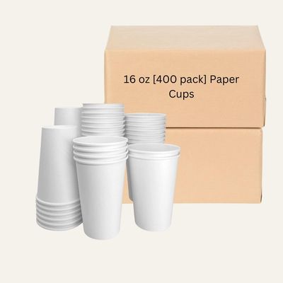 AMAZING GOODS Paper Coffee Cups (400, 16oz White Paper Cups)