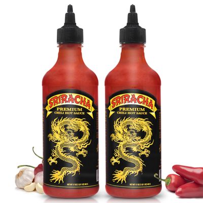 Underwood Ranches Dragon Sriracha Sauce - Hot Sauce for Eggs, Pizza, Mexican Dishes, and More - Holiday Gift for Christmas 17 oz - 2 Pack