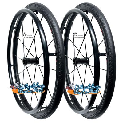 24" Sentinel 12 Spoke Wheel with Pushrims and Tires (24"x1" W/Schwalbe Black Rightrun Tire)