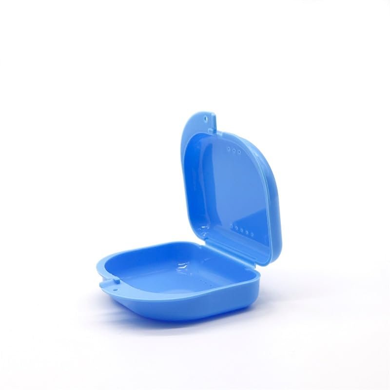 50 Pack Dental Orthodontic Retainer Box Denture Storage Container Mouth Guard Box with Vent and Hinged Lid (Color : Blue - 50pcs)