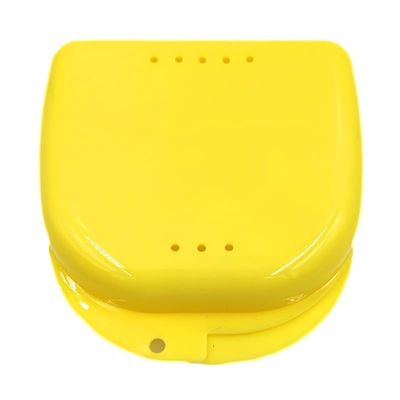 50 Pack Dental Orthodontic Retainer Box Denture Storage Container Mouth Guard Box with Vent and Hinged Lid (Color : Yellow- 50pcs)