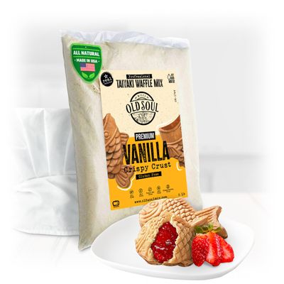 OldSoul Professional Taiyaki Waffle Mix | GLUTEN FREE | Crispy | Vanilla Flavor | 5 Lbs | 84 Waffles (5 Lbs, Gluten Free)