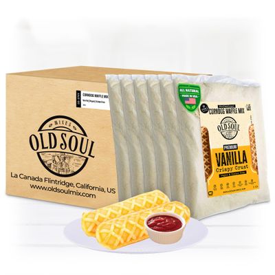 OldSoul Professional Corndog Waffle Mix | GLUTEN FREE & VEGAN | Vanilla Flavour | 30 Lbs | 840 Waffles (30 Lbs, Gluten Free & Vegan)