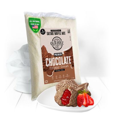 OldSoul Professional Taiyaki Waffle Mix | GLUTEN FREE | Crispy | Chocolate Flavor | 5 lbs | 84 Waffles (5 Lbs, Gluten Free)