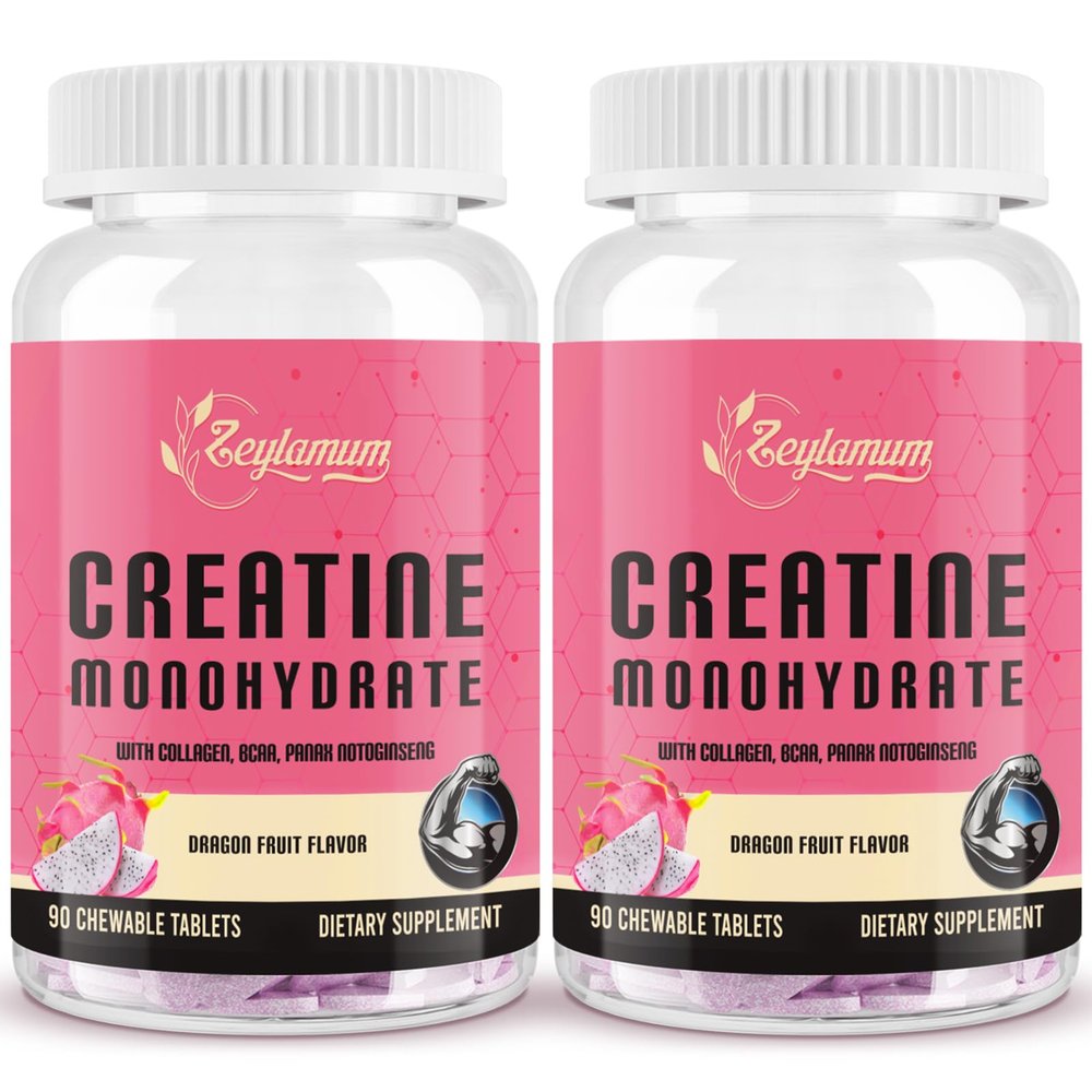 Zeylamum Creatine for Women | with Hydrolyzed Collagen, BCAA | 3G Creatine Chews for Women Booty Gain, Lean Muscles, Recovery & Energy, Vegan, Sugar Free Creatine, Powder Alternative, 60 Servings