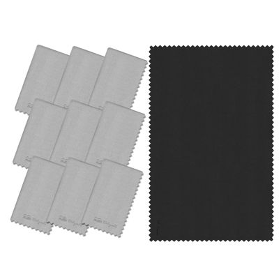 Bilymate 10-Pack Multi-PurposeMicrofiber Cleaning Cloth Set - Ultra Soft Lens, Eyeglass, Screen, TV, Jewelry & Window Cleaner - 1 Large Black + 9 Grey