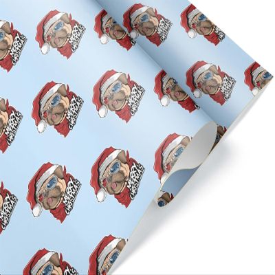 Cool Pug Tongue Gift Wrap Thick Wrapping Paper Pet Animal Christmas Holiday Party Sunglass Santa Dog Decoration (One 20 inch x 30 inch sheet)