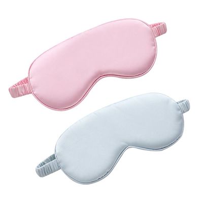 2 Pcs Imitation Silk Sleep Masks Soft Eye Masks Night Sleeping Mask Comfortable Eye Cover Nap Meditation Blindfold Travel Eye Shades for Women Men Blue and Pink