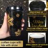 Uiifan 50 Pack 16 oz Christmas Coffee Cups Bulk Black Gold Snowflake Disposable Cups Merry Christmas Paper Cups with Lids Straws Elk Paper Drinking Cups for Kids Christmas Birthday Party Supplies view 3