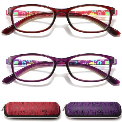 RaoOG Reading Glasses Blue Light Blocking for Women, Ladies Computer Readers 3.0, Flexible Eyeglasses Anti Eyestrain/Glare/UV (2 Pack/Case)