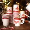 200 Pcs Christmas Disposable Paper Cups with Handle Lovely Santa 8 oz Christmas Disposable Coffee Cocoa Hot Chocolate Cups Drinkware Beverage Tea for Xmas Party Hot Chocolate Supplies Decoration view 2