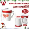 200 Pcs Christmas Disposable Paper Cups with Handle Lovely Santa 8 oz Christmas Disposable Coffee Cocoa Hot Chocolate Cups Drinkware Beverage Tea for Xmas Party Hot Chocolate Supplies Decoration view 3