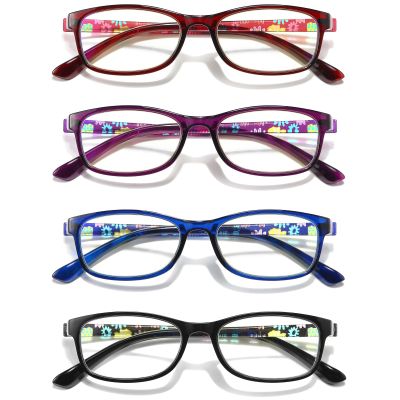 RaoOG Reading Glasses Blue Light Blocking for Women, Ladies Computer Readers 1.5, Flexible Eyeglasses Anti Eyestrain/Glare/UV (4 Pack)