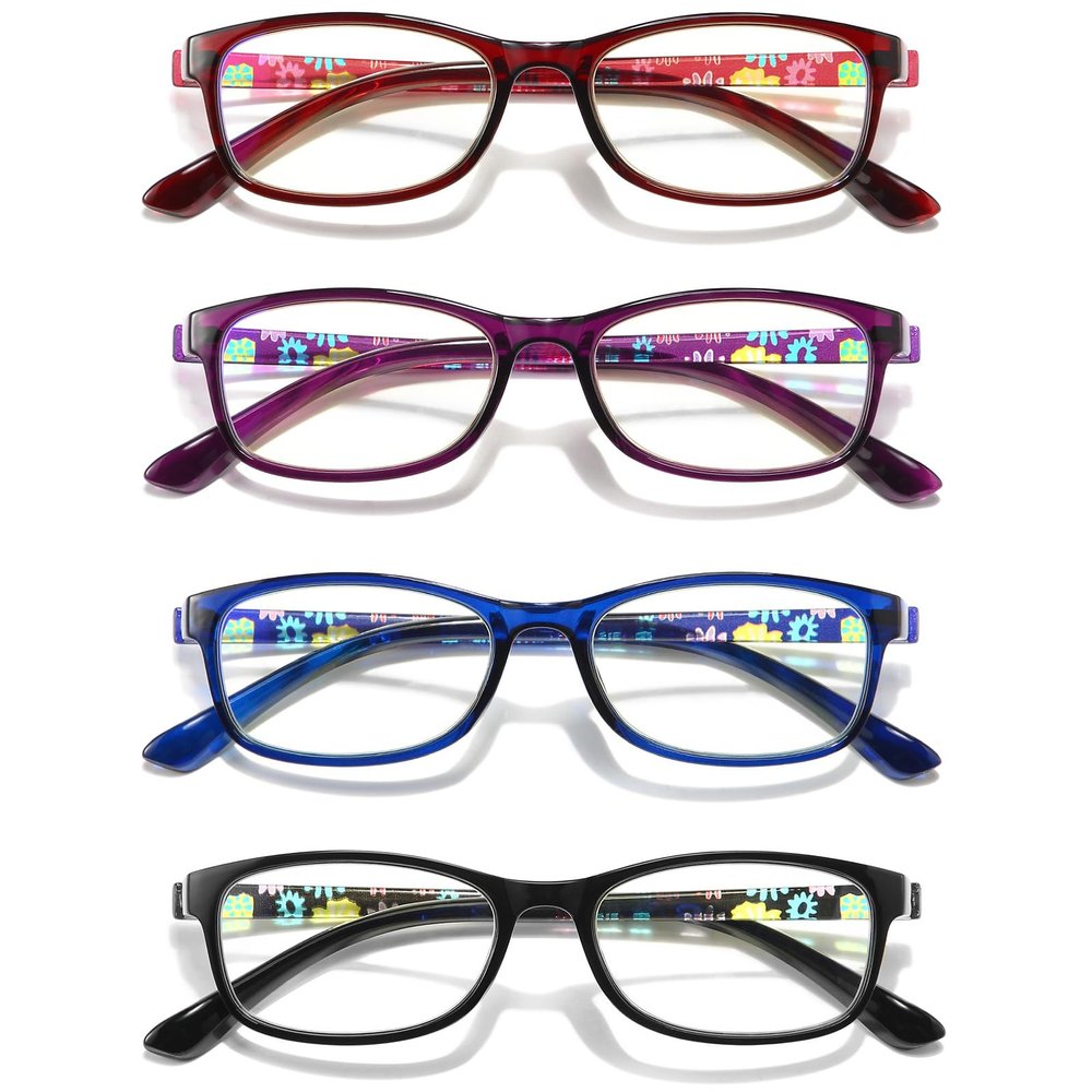 RaoOG Reading Glasses Blue Light Blocking for Women, Ladies Computer Readers 1.5, Flexible Eyeglasses Anti Eyestrain/Glare/UV (4 Pack)