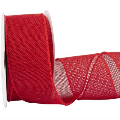 Zofrud Red Burlap Ribbon - 2.5 Inch x 10 Yards | Faux Jute Wired Ribbon for Wreaths, Christmas Decorations, Rustic Weddings, and Large Bow