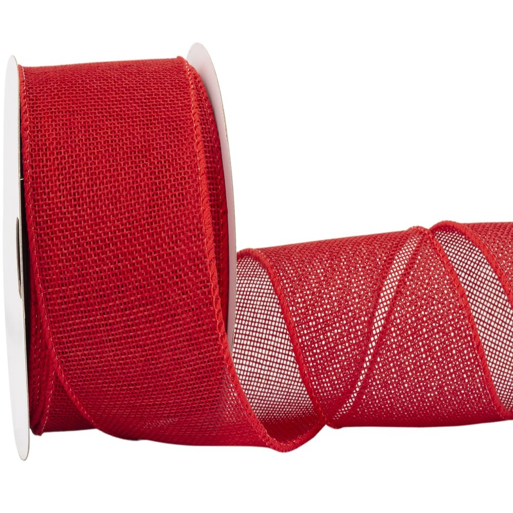 Zofrud Red Burlap Ribbon - 2.5 Inch x 10 Yards | Faux Jute Wired Ribbon for Wreaths, Christmas Decorations, Rustic Weddings, and Large Bow