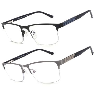 ESAVIA Premium Half Frame Reading Glasses for Men Blue Light Blocking Computer Reader Full Lens Magnifier Eyewear with Unbreakable Frame (Black Blue, 150)
