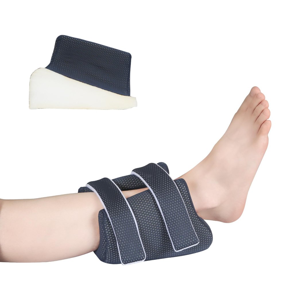 3D Compact Heel Protectors for Pressure Sores & Bed Sore Relief, Foot Elevation Pillow for Bedridden Patients, Heel Cushion for Post-Surgery Recovery, Ankle Support Foot Wedge Pillow to Reduce Pressure(Navy Blue 1 pc)