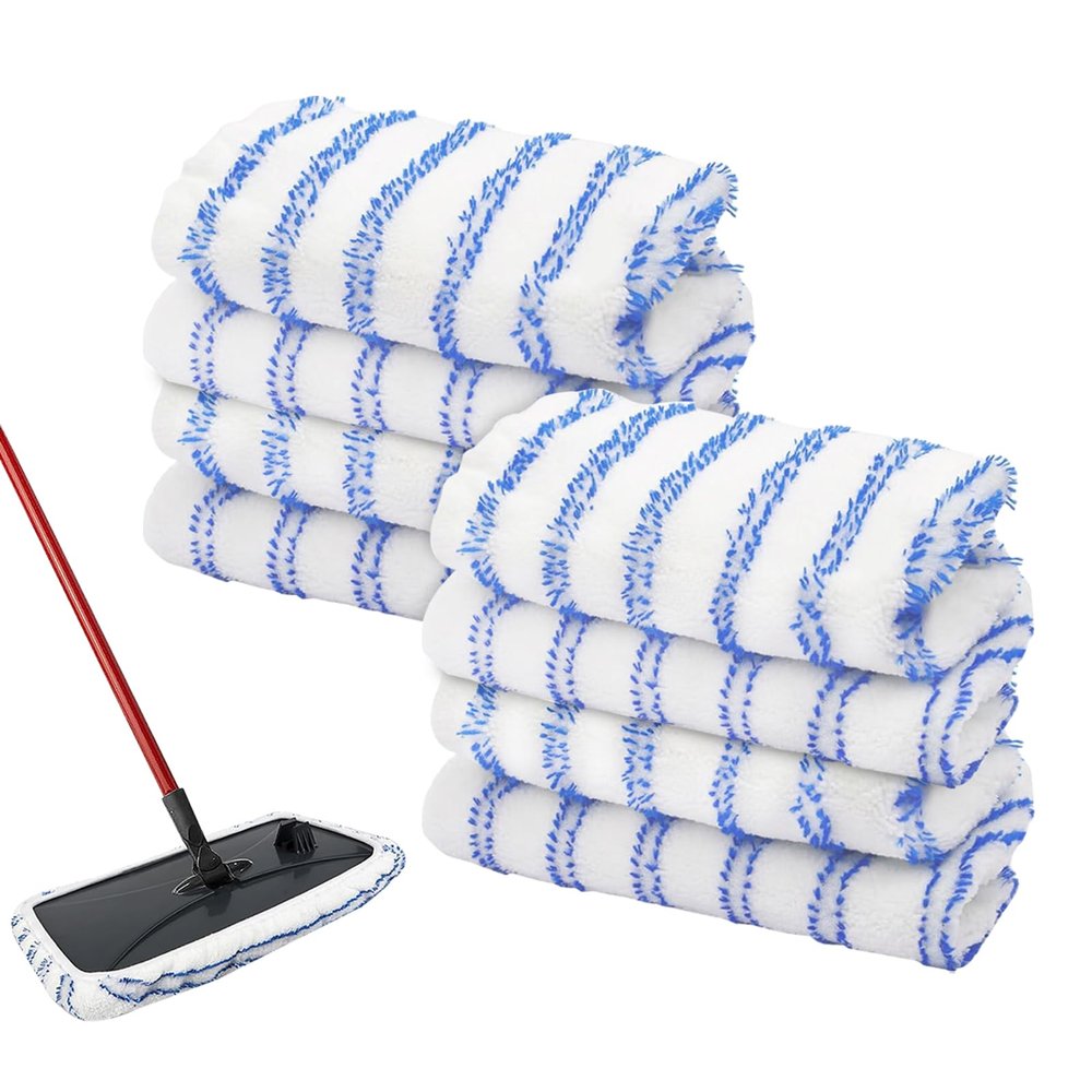 8 Pack Mop Heads Replacements Compatible with Cedar Hard Wood Flooring 'N More Ultra-fine Fiber mop - Microfiber Mop Refills for Cedar Mop Wet and Dry Use 15x8 Inch Pads