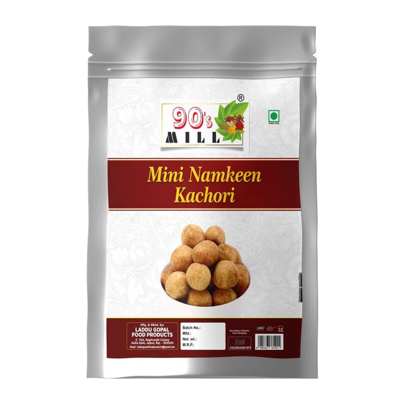 90's MILL Dry Jamnagar Mini Kachori Spicy and Crispy Gol Kachaudee||Foodie Favourite||Tasty and Authentic Dry Mini Kachauri Nashta||Filled with daal and spices Fry in Earthnuts oil-250 * 1Pack