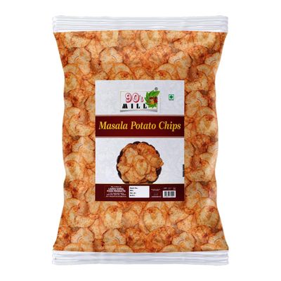 90's MILL Rajapuri Aloo Wafers Homemade Masala Potato Chips Low Fat Masala PATTA Wafer/Chips Potato Alu Wafer Chips Wafers Party Snacks Salted Chili Rajasthani Masala Aloo Chips-350g*1Pack