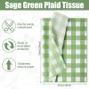 100 Sheets 20 * 14 Inches Sage Green Buffalo Plaid Tissue Paper Mint Green Gingham Gift Wrapping Tissue for St. Patrick's Day Irish Holidays Wedding Birthday Baby Shower DIY Craft view 2