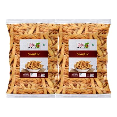 90's MILL Marwar Healthy Wheat Mathri Crispy Ajwain Khasta Mathri Matthi Namak para Namkeen Nimki Snacks Mathri Snacks Evening Tea Time Snack | Namkeen Snacks Handmade Mathri-150g*2Pack