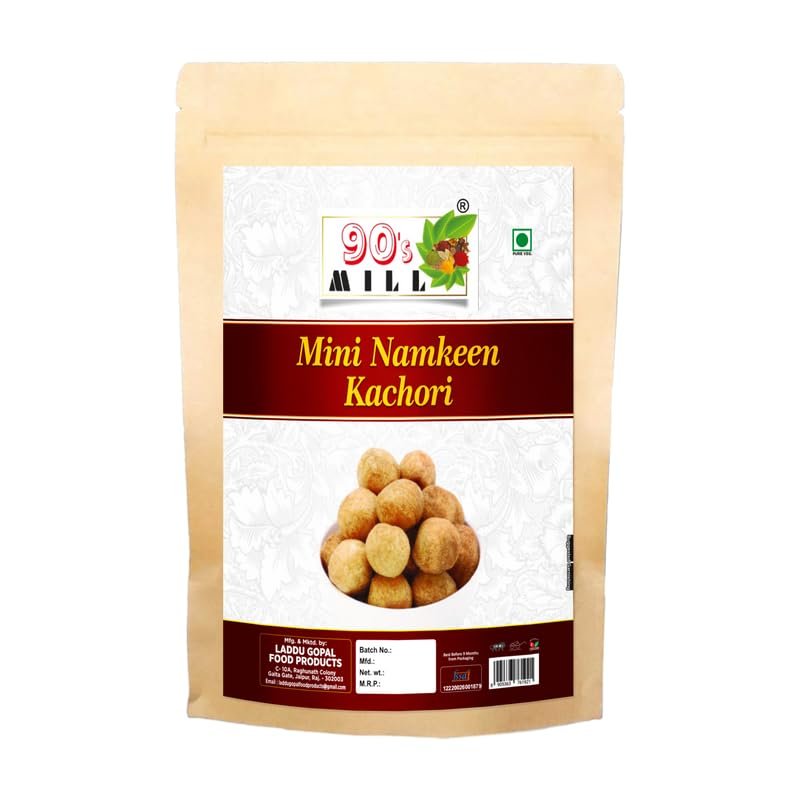 90's MILL Kathiawari Namkeen Mini Kachaudee Fried in Moongfali oil||Gol Kachauri with Exquisite Fillings||Irresistibly Crunchy Kachori for Perfect Snacking||Tea Time Gujarati Snack-350g*1Pack