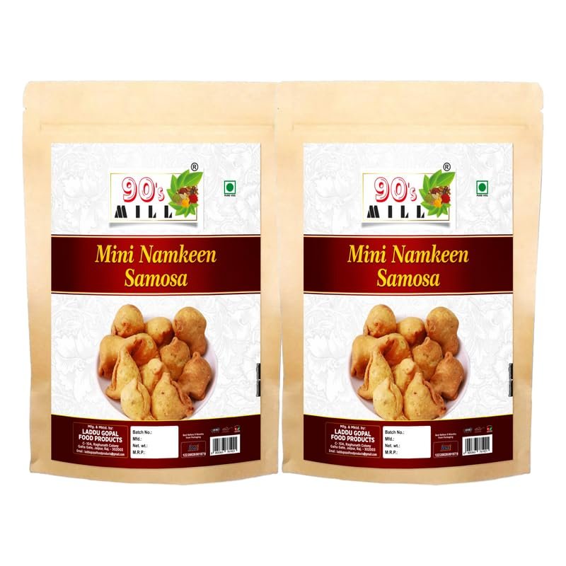90's MILL Aslee Marwar Ka Masala Samosa | Namkeen Masala Samosa | Classic Mini Samosa with Exquisite Fillings Irresistibly Crunchy Samosas for Perfect Snacking||Fry in Peanut oil-150g*2Pack