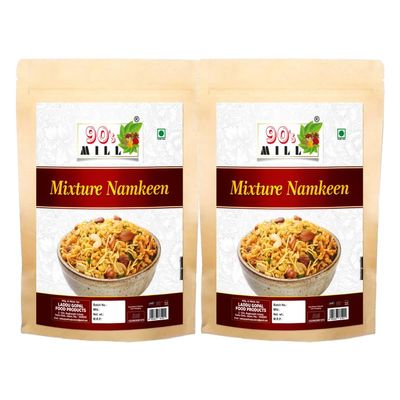 90's MILL Calicut Culcutta Mixture Namkeen, Homemade and Ready to Eat, Spicy Namkeen, Namkeen And Snacks | Dryfurit Kaju Peanut Bhujia Sabkuch Mixture Namkeen | Healthy Savoury Sanck-150g*2Pack