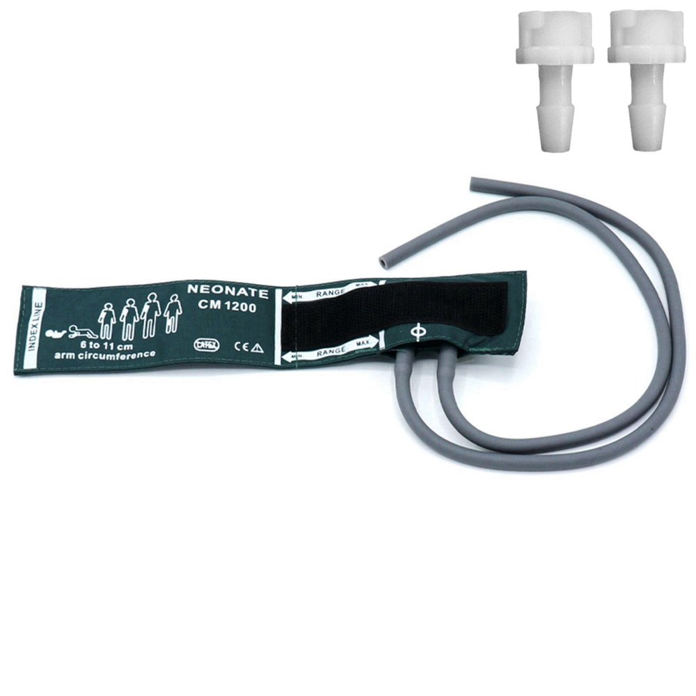NIBP Cuff with BP18 Connectors for Neonate, 6-11 cm Reusable Dual Tube Nylon Replacement BP Cuff with Inner Airbag for Blood Pressure Monitor Machine