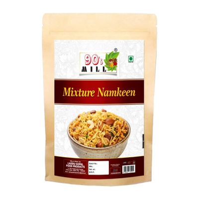 90's MILL Namkeen - Bombay Mixture Cornflake Aloo Bhujia Bhujiya Dry Fruit Chivda Mixture Mix Namkeen | All Time Favourite Tasty Yummy Healthy Snack Festive Season Ready to eat Snack-250 * 1Pack
