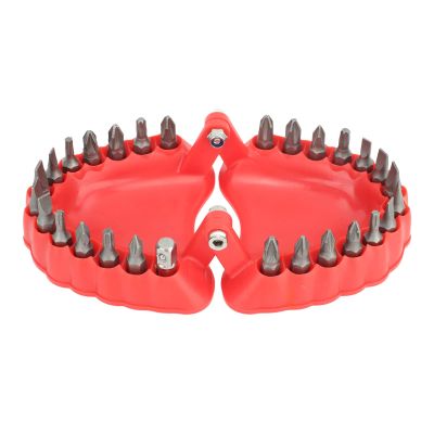 Denture Drill Bit Holder, Denture Screwdriver Organizer 3D Sculpture Desk Decor 28 Holes Red(With knife)