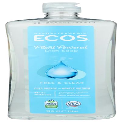 Ecos Free & Clear Dishmate Dish Soap, Hypoallergenic, 25 Fluid Ounces (Pack Of 6)